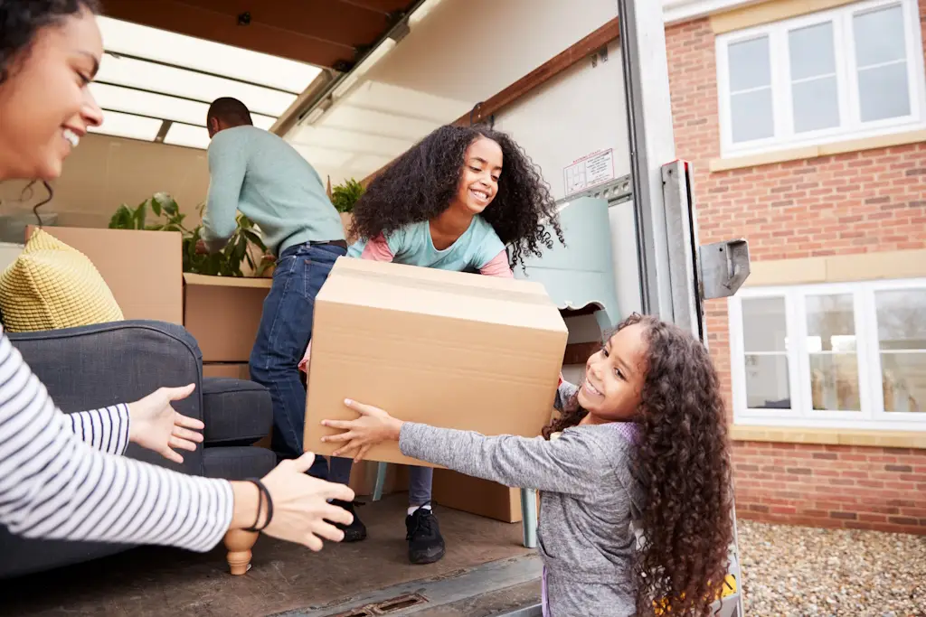 family moving furniture