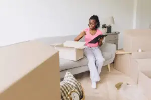 woman using moving checklist