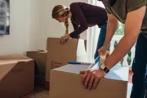 couple packing boxes